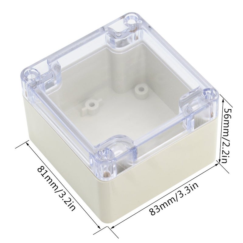 LeMotech ABS Plastic Junction Box Dustproof Waterproof IP65 Electrical Enclosure Box Universal Project Enclosure Grey with PC Transparent Clear Cover 3.3 x 3.2 x 2.2 inch (83 x 81 x 56 mm) - Image 2